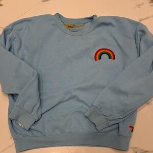 Aviator Nation Light Blue Crewneck with Rainbow Accents